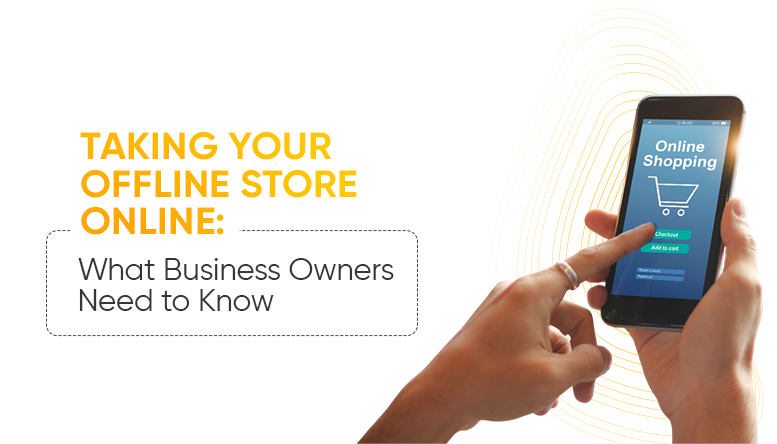 Taking your offline store online – business owner using smartphone for online shopping