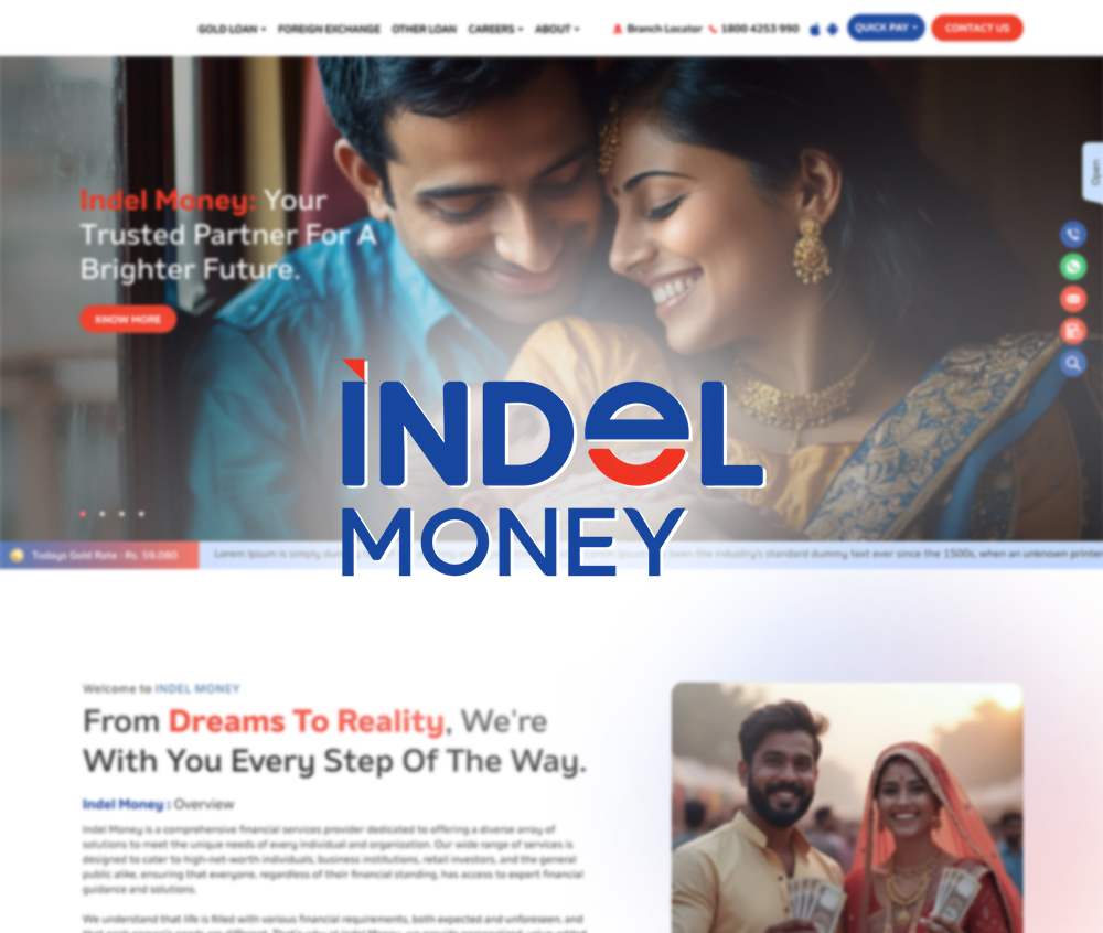 Screenshot of indel money website