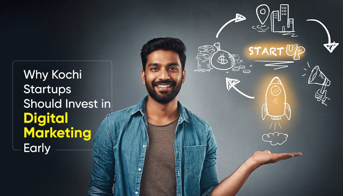 Startup founder using laptop and calculator, highlighting why Kochi startups should invest in digital marketing early