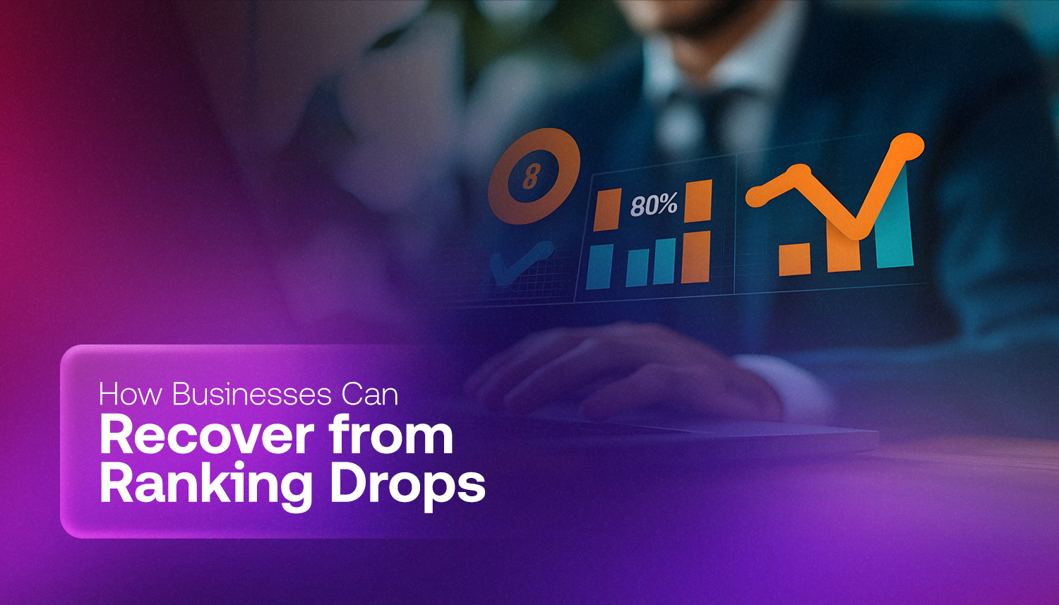 Professional reviewing analytics and fluctuating graph on screen, illustrating how businesses can recover from ranking drops using SEO strategies and performance optimization.