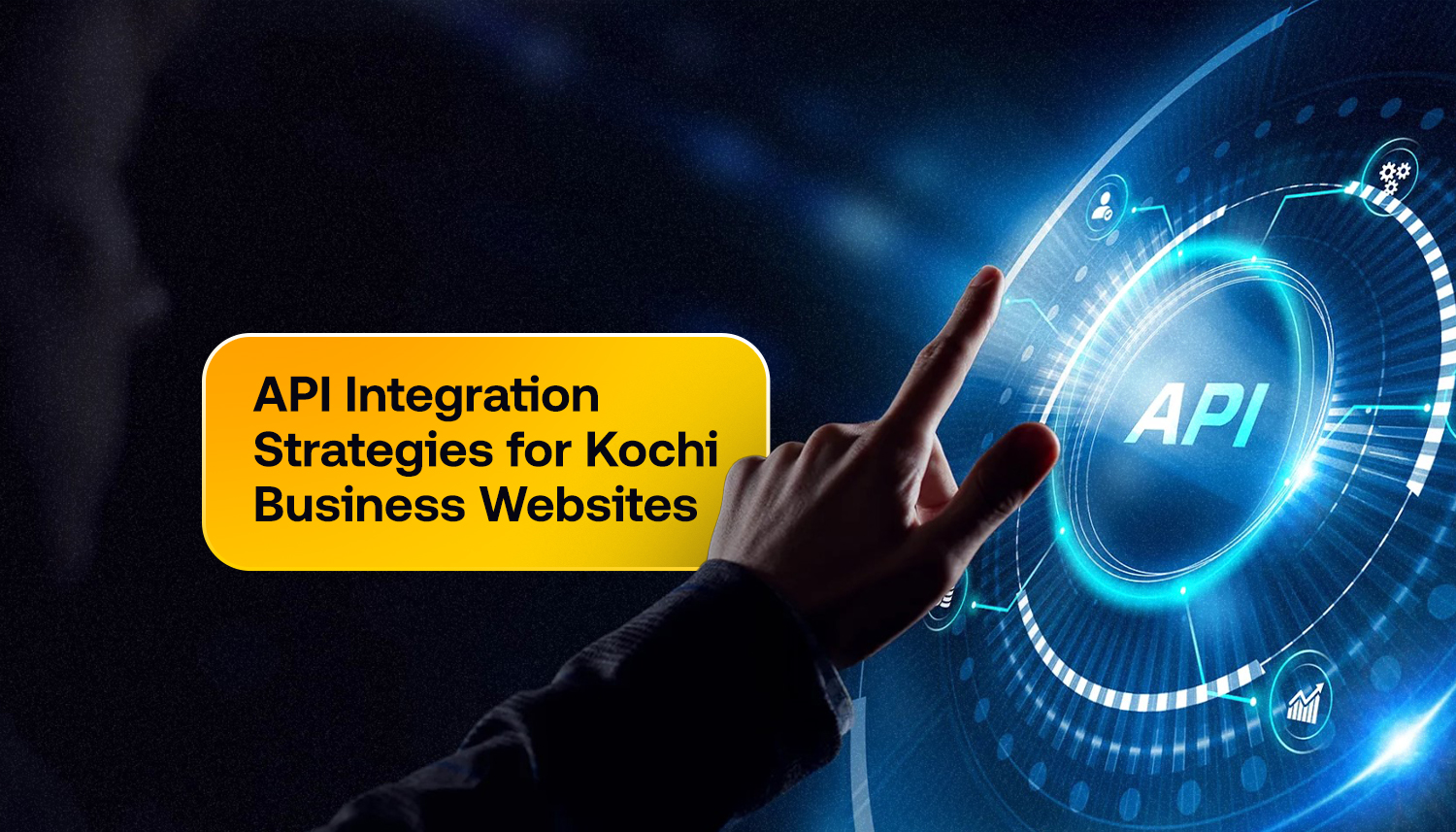 API integration strategies for Kochi business websites with a digital interface showing connected web services